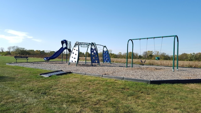 view of play area featuring a yard