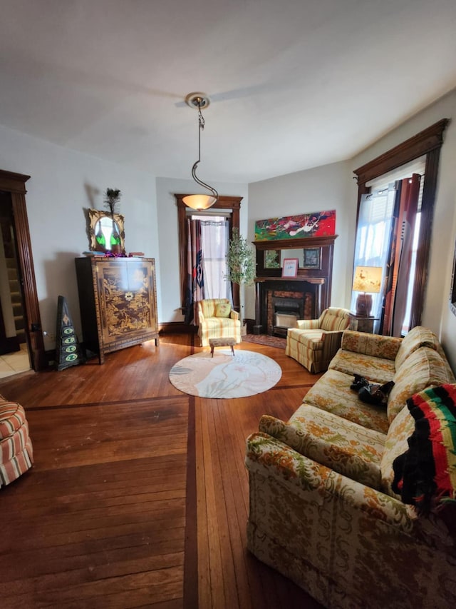 living room with wood-type flooring