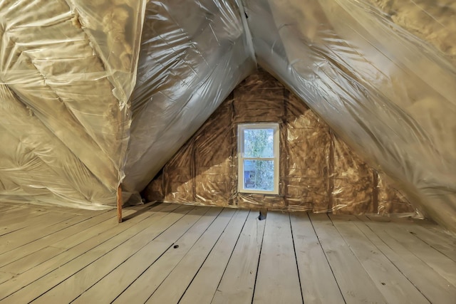 view of unfinished attic