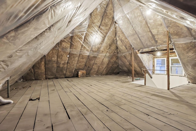 view of unfinished attic