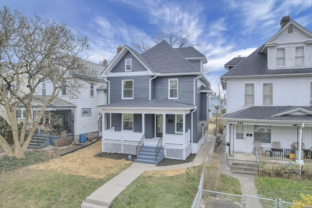 view of front property with covered porch