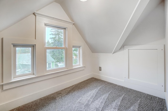 additional living space featuring carpet and lofted ceiling