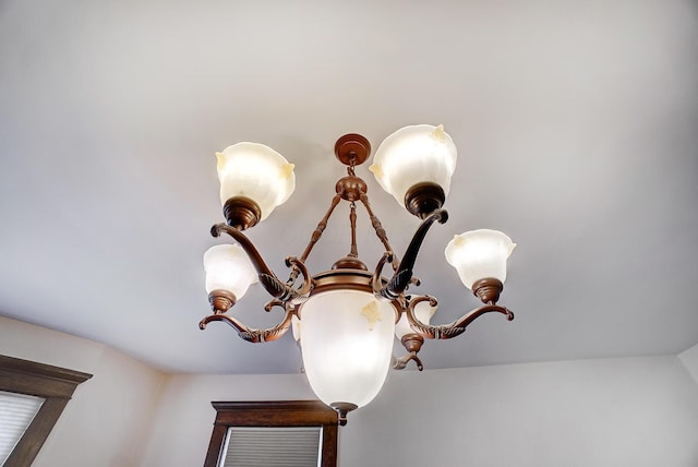 interior details with an inviting chandelier