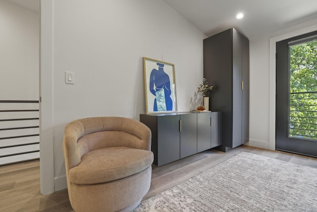 living area featuring hardwood / wood-style flooring