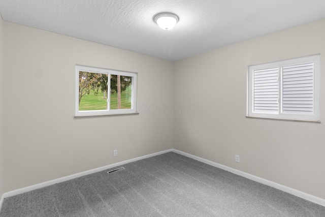 spare room with carpet floors and a textured ceiling