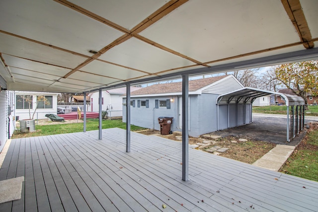 deck with a carport