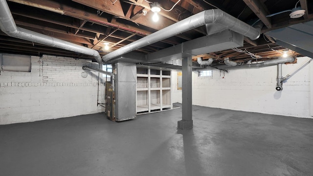 basement with heating unit