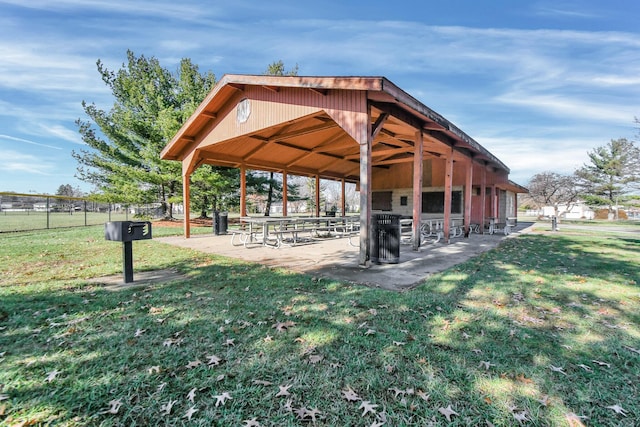 surrounding community featuring a gazebo and a yard