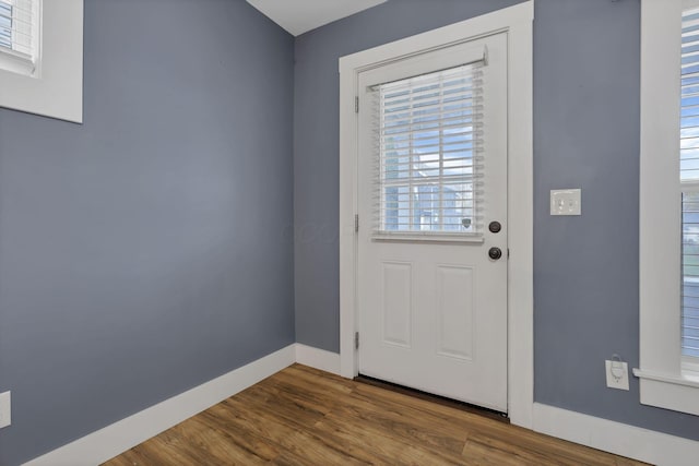 entryway with plenty of natural light and dark wood-type flooring