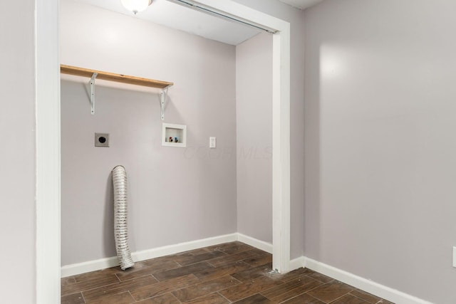 1677 Kenview Rd, Columbus, OH 43209 - clothes washing area featuring laundry area, baseboards, wood finish floors, electric dryer hookup, and washer hookup