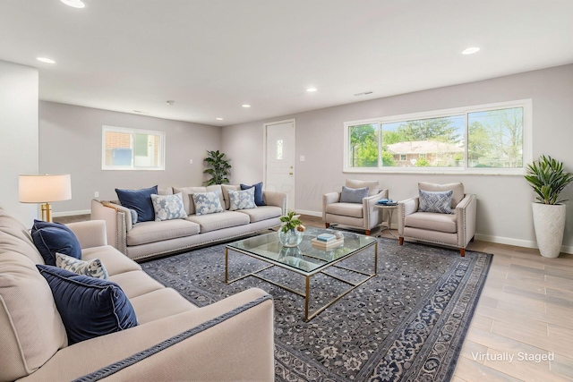 1677 Kenview Rd, Columbus, OH 43209 - living room with baseboards, recessed lighting, and wood finished floors