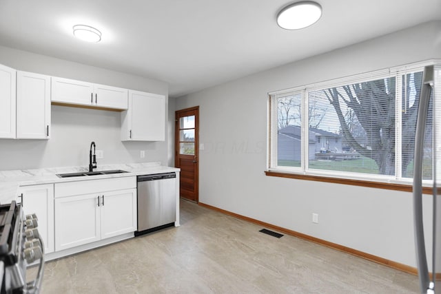 kitchen featuring white cabinetry, a wealth of natural light, sink, and stainless steel appliances