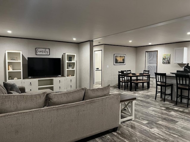 living room with wood-type flooring