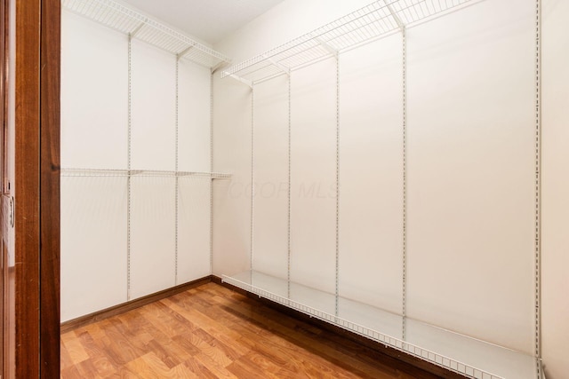 spacious closet with light hardwood / wood-style floors