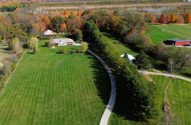 bird's eye view with a rural view