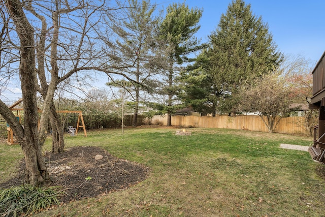 view of yard with a playground