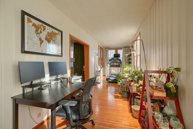 office space featuring light wood-type flooring