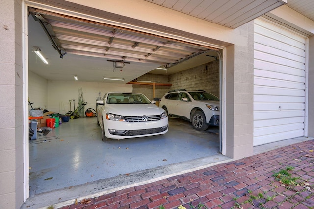 garage with a garage door opener