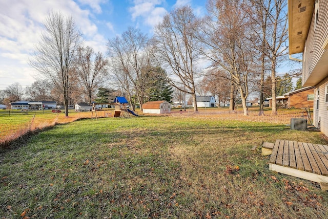 view of yard with a playground