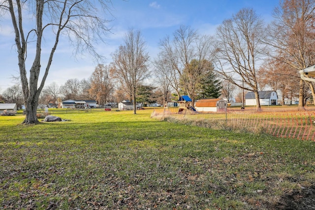 view of yard with a playground