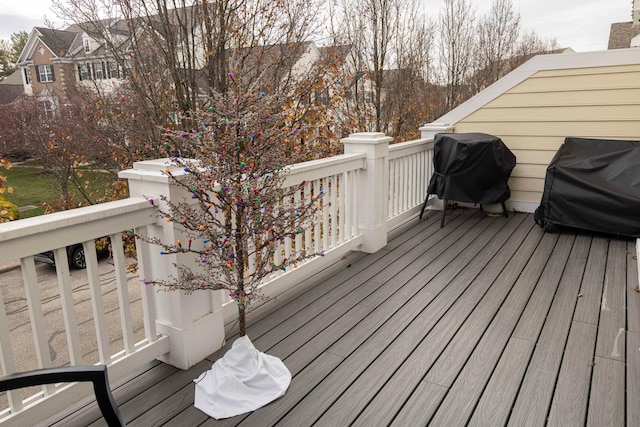 wooden deck with area for grilling