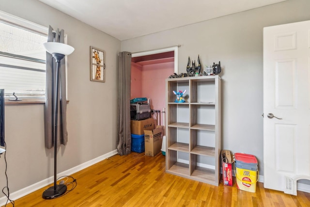 interior space with light hardwood / wood-style flooring