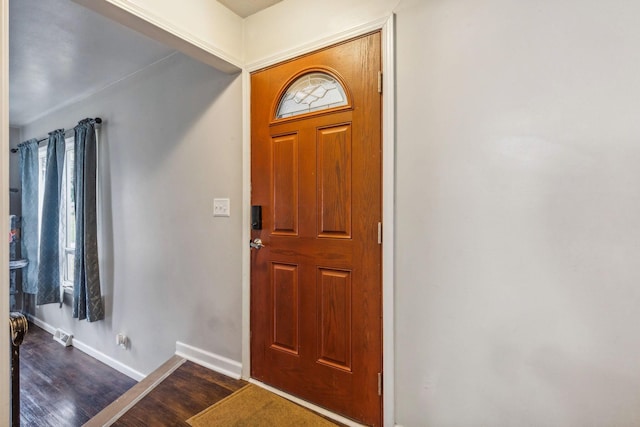 foyer with dark wood-type flooring