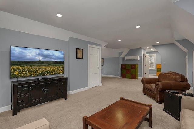 296 Walhalla Rd, Columbus, OH 43202 - living area featuring light colored carpet, recessed lighting, and an AC wall unit