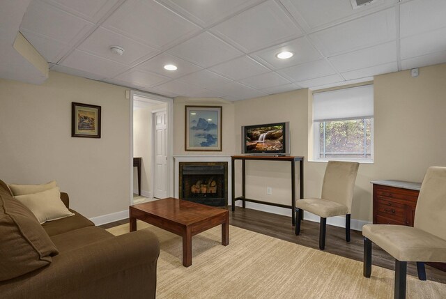 living room with hardwood / wood-style floors