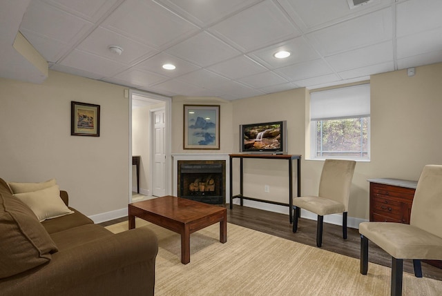 296 Walhalla Rd, Columbus, OH 43202 - living area featuring wood finished floors, recessed lighting, and a fireplace