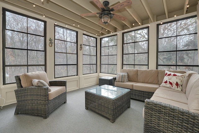 296 Walhalla Rd, Columbus, OH 43202 - sunroom / solarium with outdoor lounge area, ceiling fan, carpet flooring, plenty of natural light, and a decorative wall
