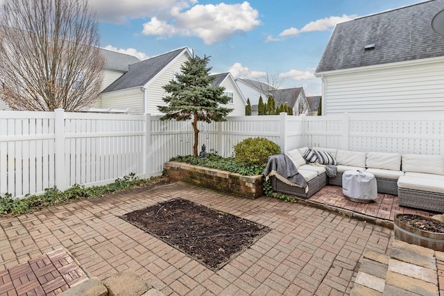 view of patio featuring an outdoor hangout area