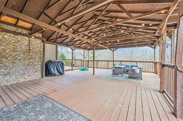 deck featuring an outdoor living space