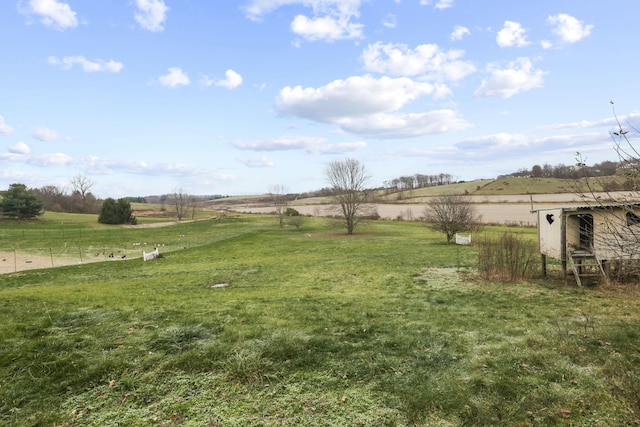 view of yard with a rural view