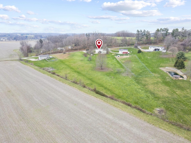 aerial view featuring a rural view