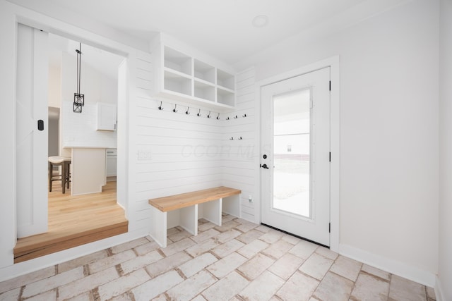 mudroom with light wood-type flooring