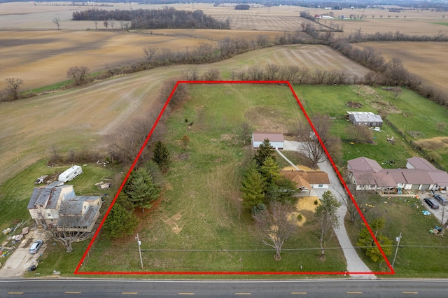 aerial view featuring a rural view