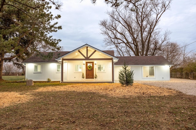 view of front facade featuring covered porch