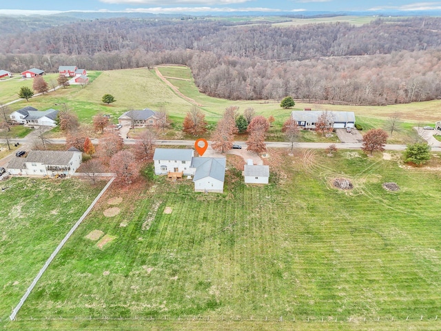 drone / aerial view with a rural view