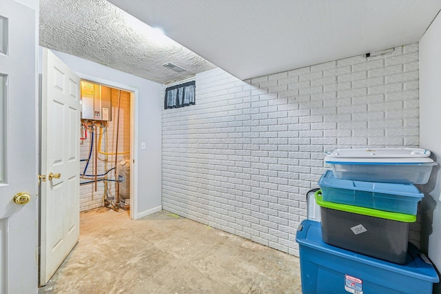 storage area with tankless water heater