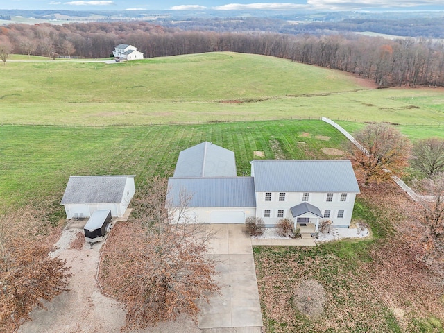 drone / aerial view with a rural view