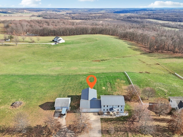 bird's eye view with a rural view