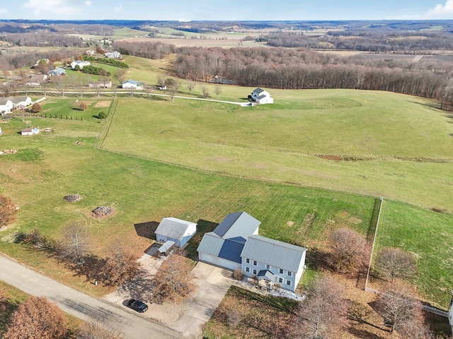 drone / aerial view featuring a rural view