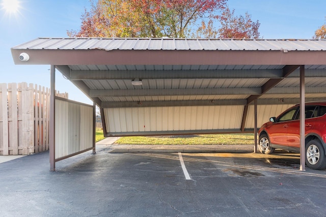 view of parking with a carport