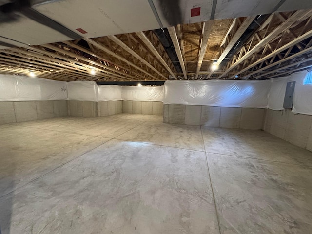 basement with electric panel