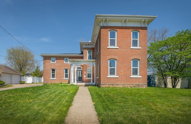 italianate home with a front lawn