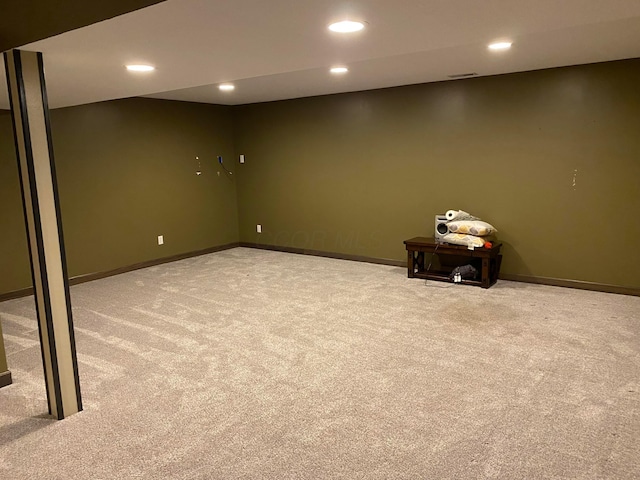 basement featuring carpet floors