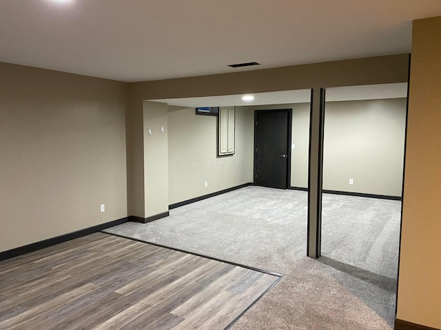 basement featuring carpet