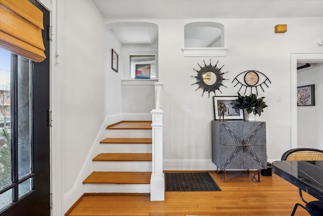 1030 Jaeger St, Columbus, OH 43206 - stairs featuring wood finished floors