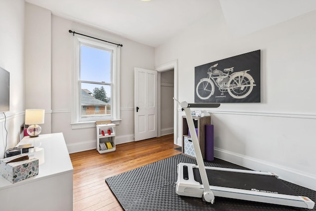 1030 Jaeger St, Columbus, OH 43206 - exercise room with wood-type flooring and baseboards